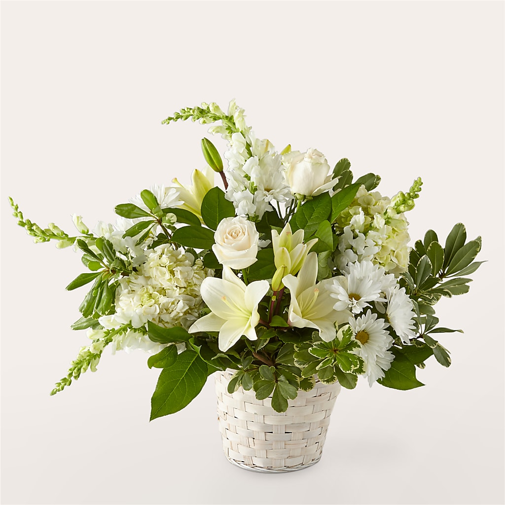 Panier fleuri ivoire élégant