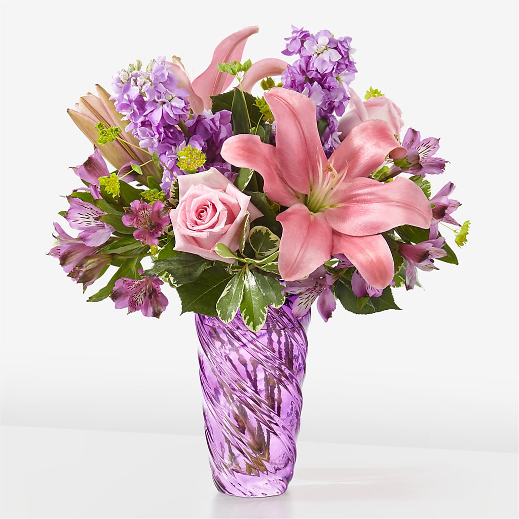 Precious Petals Bouquet with Luxe Swirl Vase
